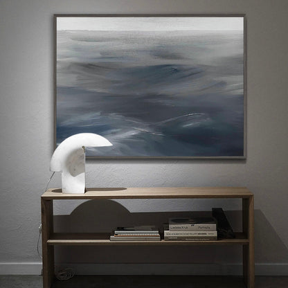 Dynamic Gray Waves - Contemporary Abstract Oil Painting for Modern Home Decor