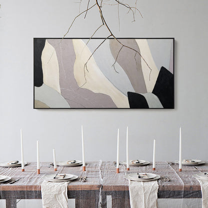 Modern Minimalist Abstract Oil Painting in Soothing Earth Tones for Contemporary Decor