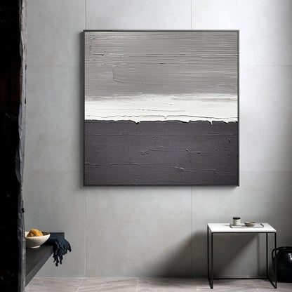 Elegant Black and White Minimalist Oil Painting for Modern Home Decor