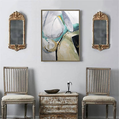 Contemporary Large Abstract Geometric Oil Painting for Modern Home Decor