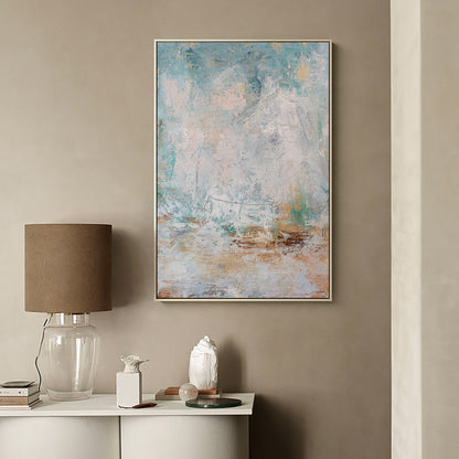 Serene Blue Abstract Oil Painting for Modern Home Decor and Art Enthusiasts