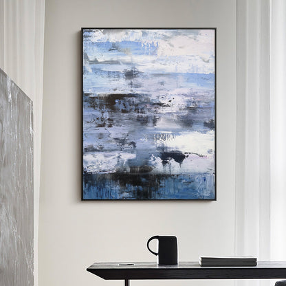 Serene Blue Coastal Abstract Painting for Modern Home Décor