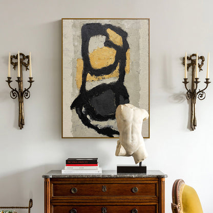 Abstract Black and Gold Oil Painting for Modern Home Decor and Art Collectors