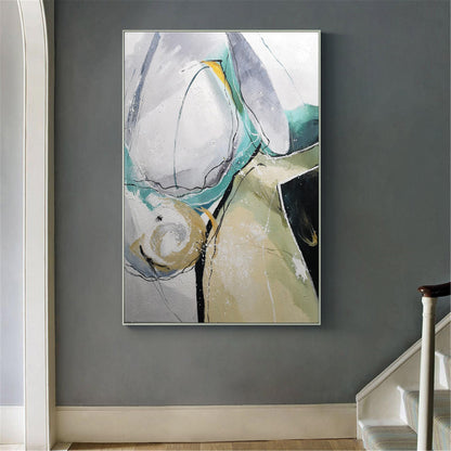 Contemporary Large Abstract Geometric Oil Painting for Modern Home Decor