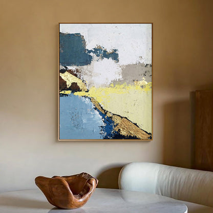 Stunning Gold Abstract Landscape Oil Painting for Modern Home Decor