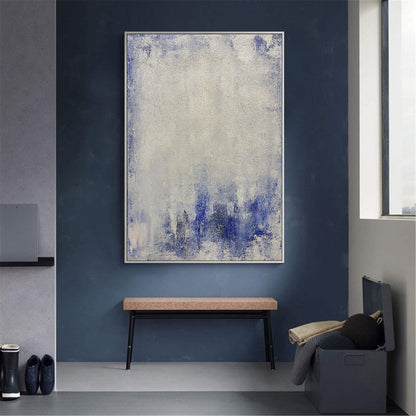 Serene Blue and White Abstract Oil Painting for Modern Home Decor