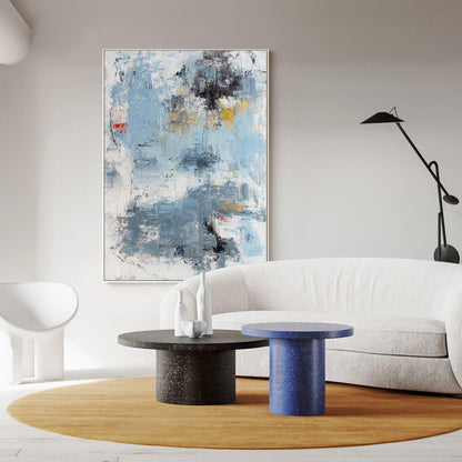 Serene Blue Abstract Oil Painting for Modern Home Decor