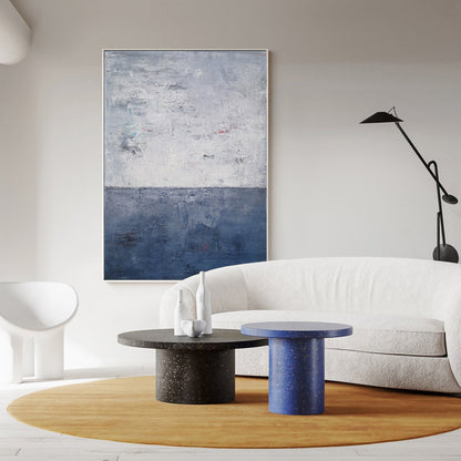 Serene Blue Ocean Abstract Oil Painting for Tranquil Home Décor