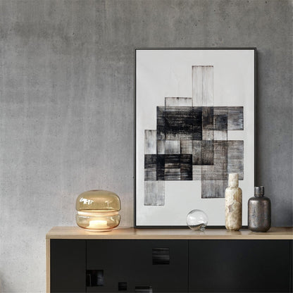 Contemporary Black and White Abstract Oil Painting for Modern Home Decor
