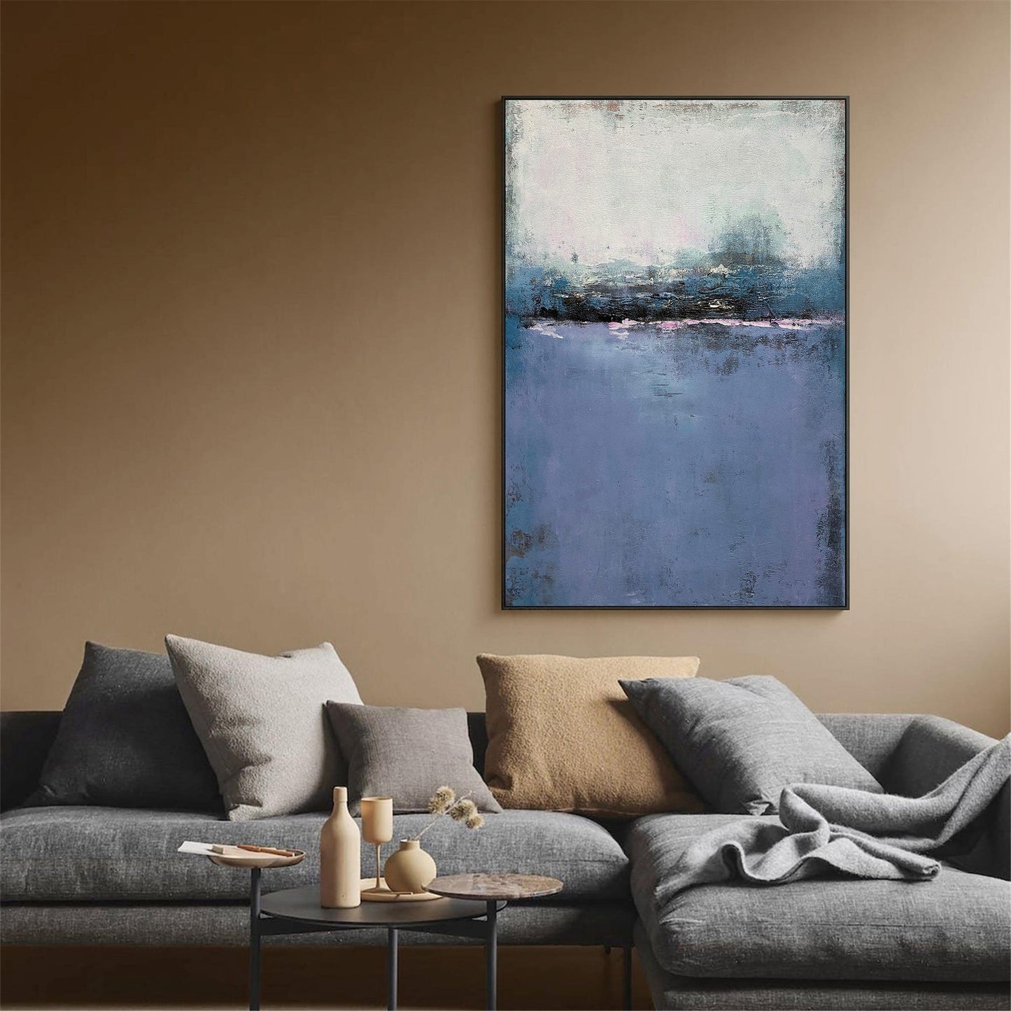 Tranquil Blue Abstract Oil Painting for Modern Home Decor