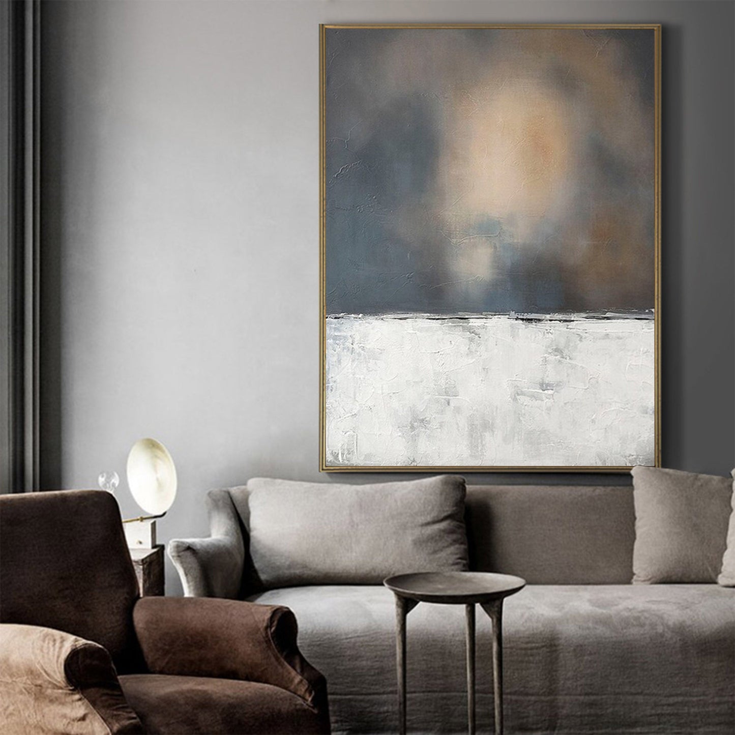 Modern Wabi-Sabi Oil Painting for Minimalist Home Decor and Tranquil Spaces