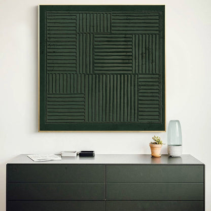 Abstract Green Minimalist Oil Painting for Modern Home Decor