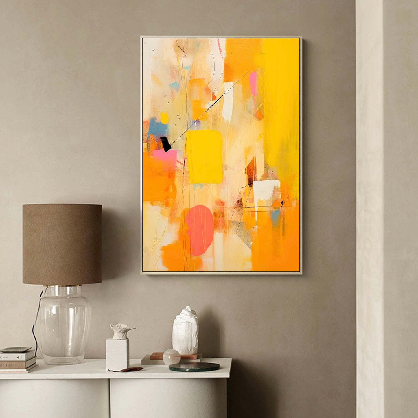 Vibrant Abstract Oil Painting with Bold Colors for Modern Home Decor