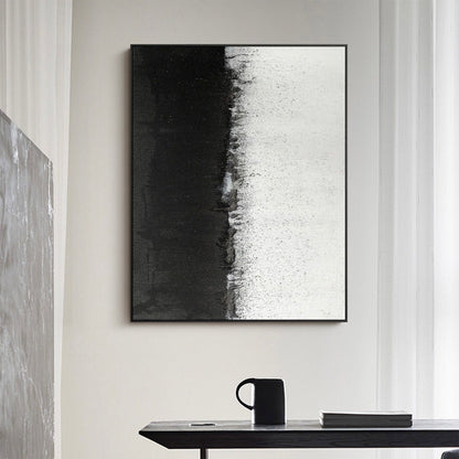 Stunning Black and White Minimalist Oil Painting for Modern Home Decor