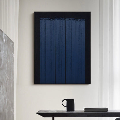 Elegant Blue Abstract Minimalist Oil Painting for Modern Art Decor
