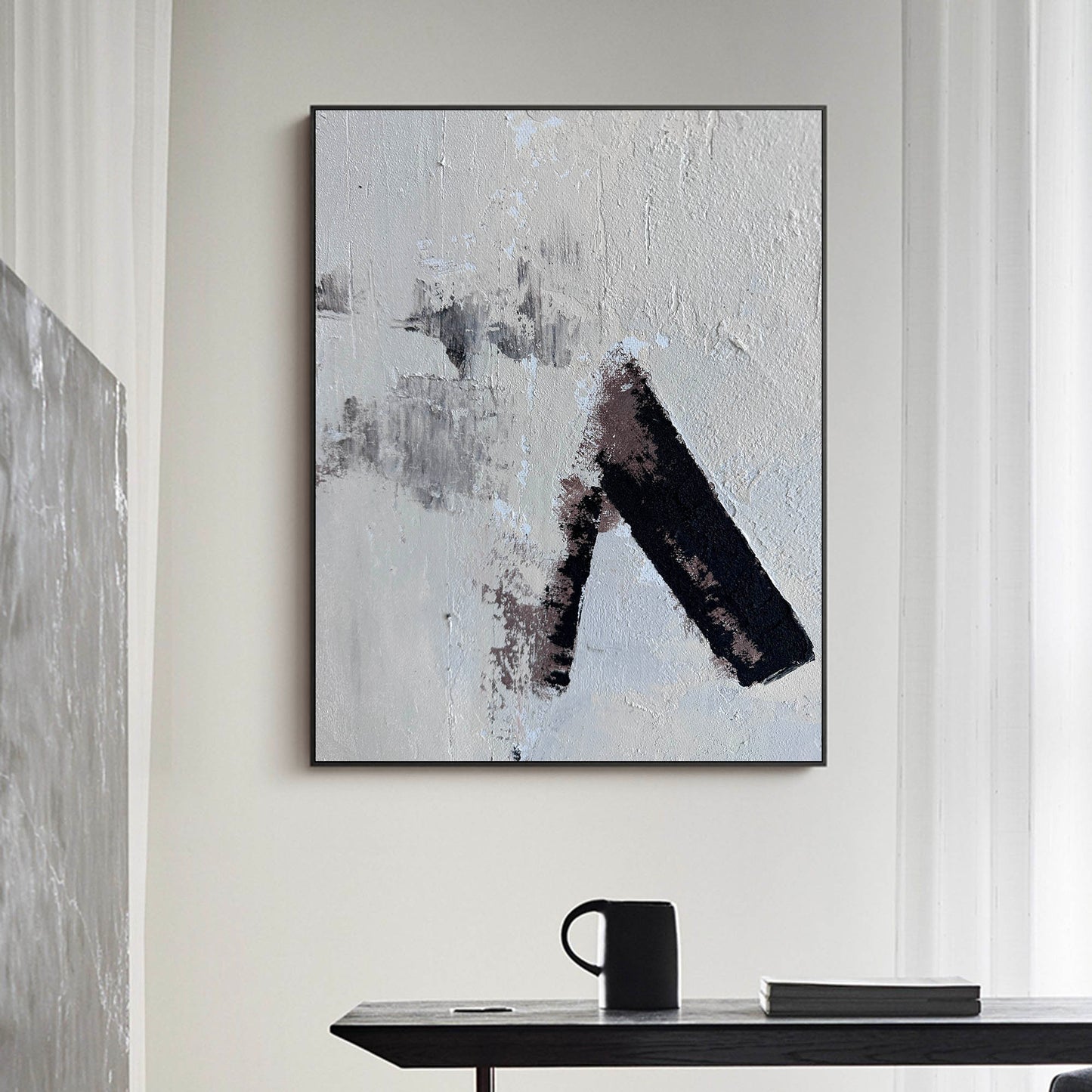 Contemporary Abstract Oil Painting with Bold Textures and Subtle Color Palette