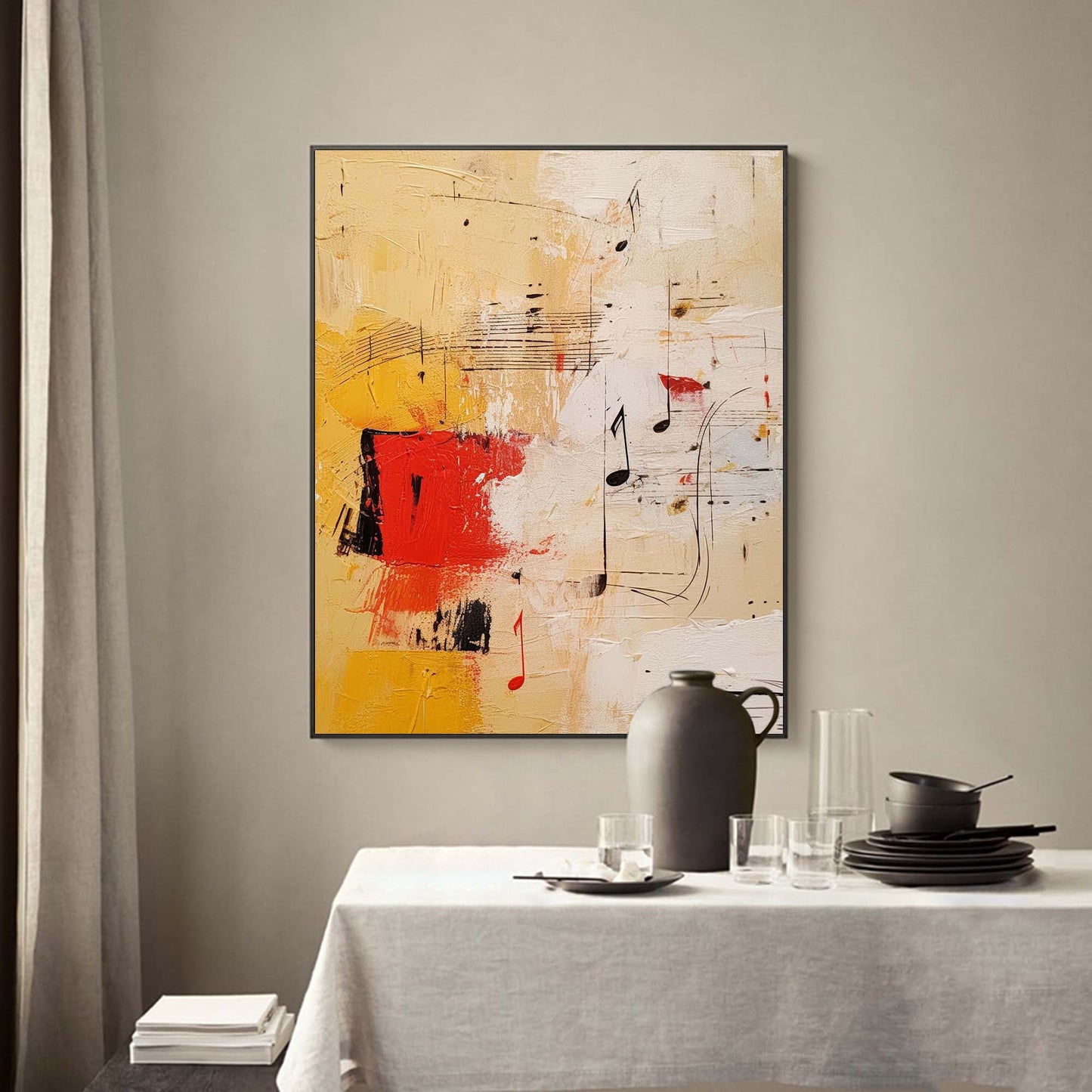 Musical Harmony Abstract Oil Painting for Modern Home Decor