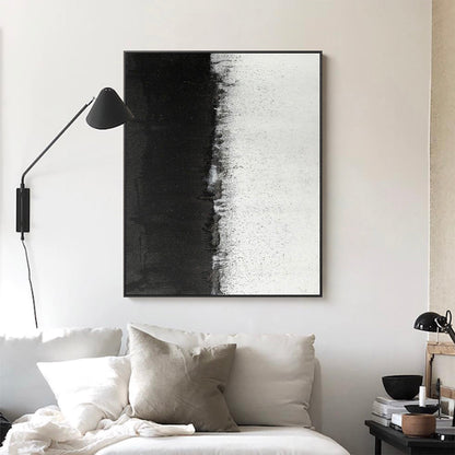 Stunning Black and White Minimalist Oil Painting for Modern Home Decor