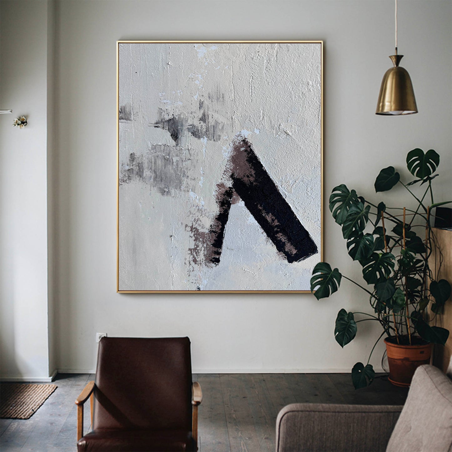 Contemporary Abstract Oil Painting with Bold Textures and Subtle Color Palette