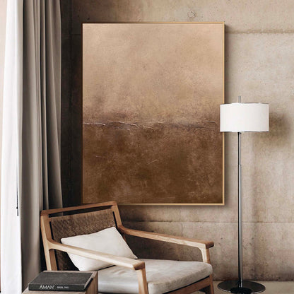Elegant Minimalist Abstract Oil Painting in Earthy Tones for Modern D√©cor