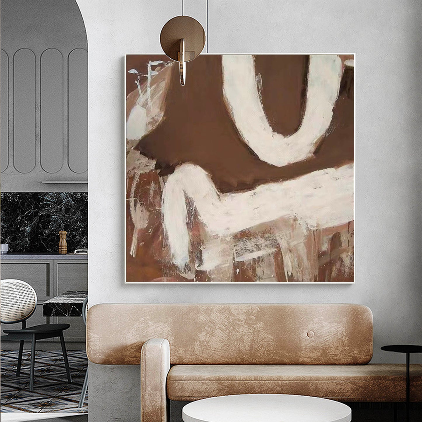 Elegant Wabi-Sabi Minimalist Oil Painting for Serene Home Decor