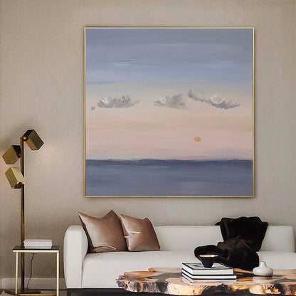 Tranquil Sunset Over Water - Serene Oil Painting Landscape for Home Decor