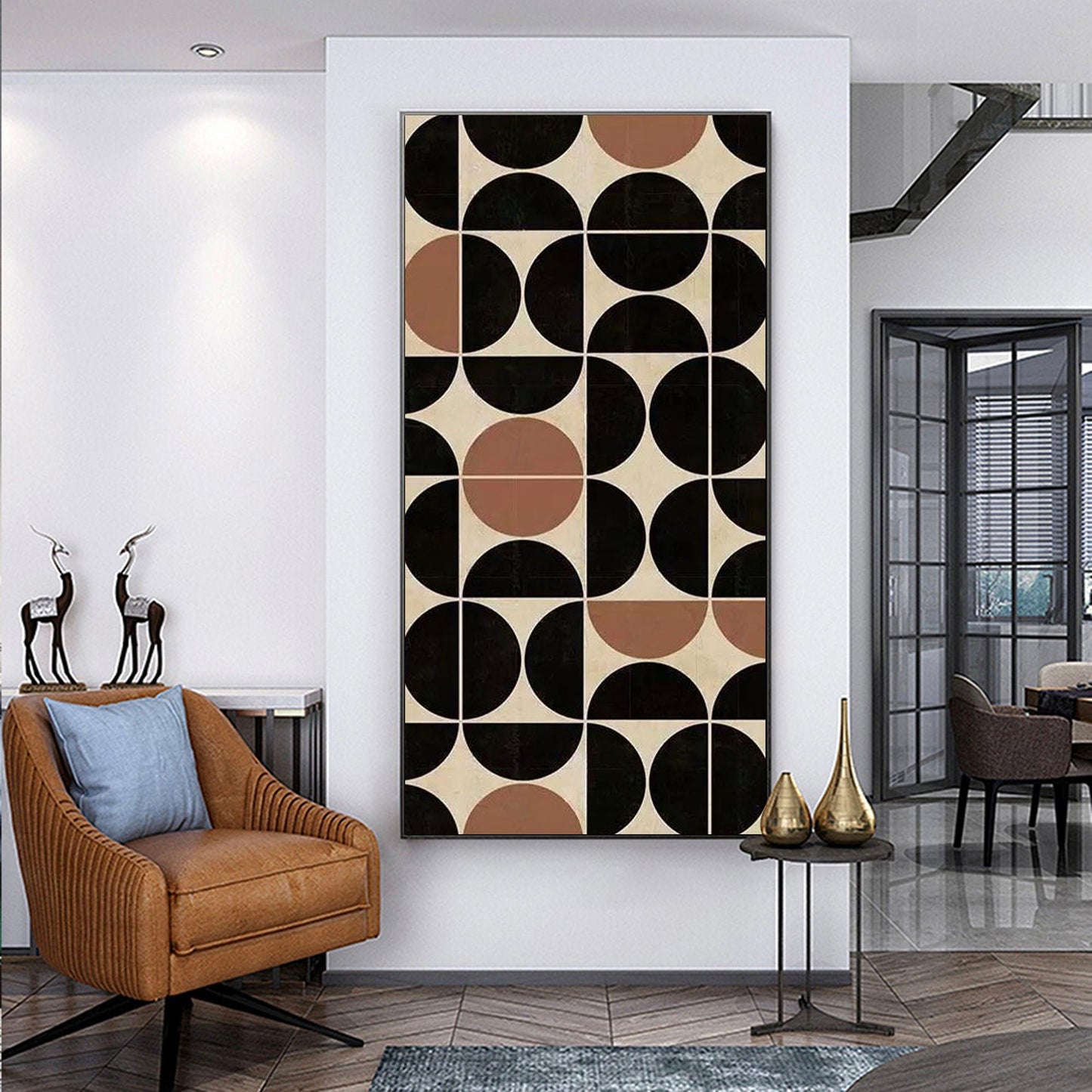 Contemporary Minimalist Geometric Oil Painting for Modern Home Decor