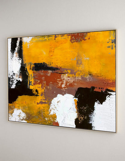 Vibrant Burnt Orange Abstract Oil Painting for Modern Home Decor