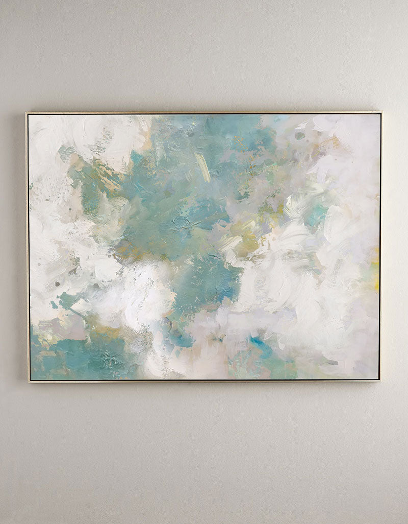Serene Ocean Breeze Abstract Oil Painting for Tranquil Home Decor