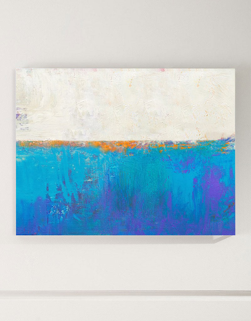 Vibrant Blue Seascape Abstract Art for Coastal Home Decor