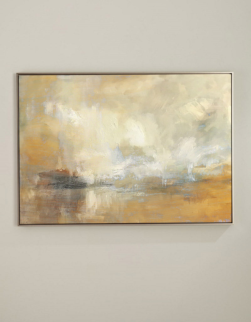 Abstract Seascape Oil Painting - Coastal Serenity Wall Art for Modern Decor