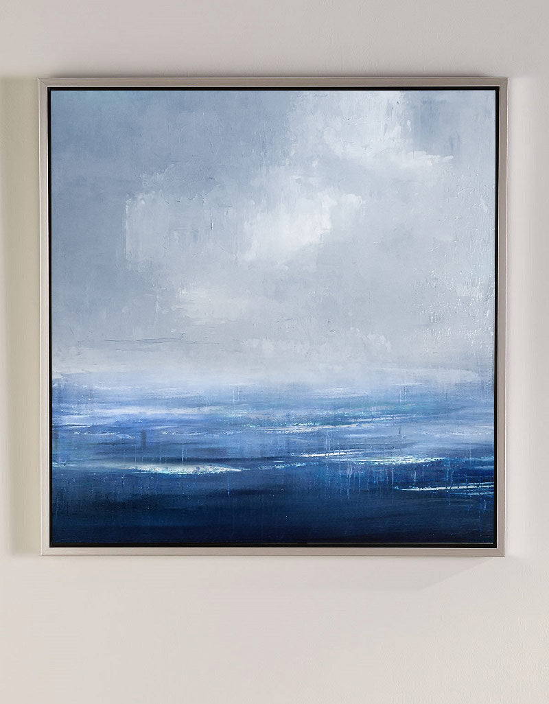 Tranquil Blue Ocean Abstract Painting for Calm Home Decor