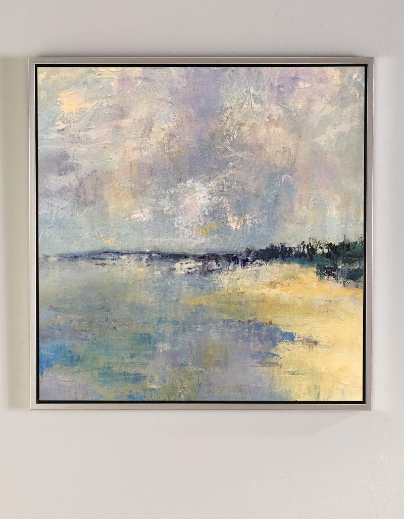 Tranquil Seaside Landscape Oil Painting for Coastal Home Decor