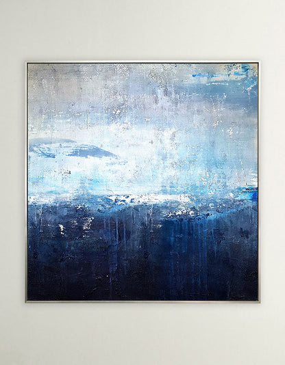 Serene Blue Ocean Abstract Painting for Modern Home Decor