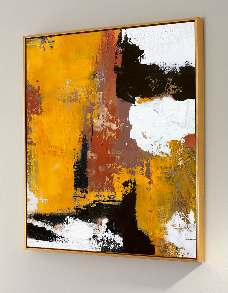 Vibrant Deep Orange Abstract Oil Painting for Modern Home Décor