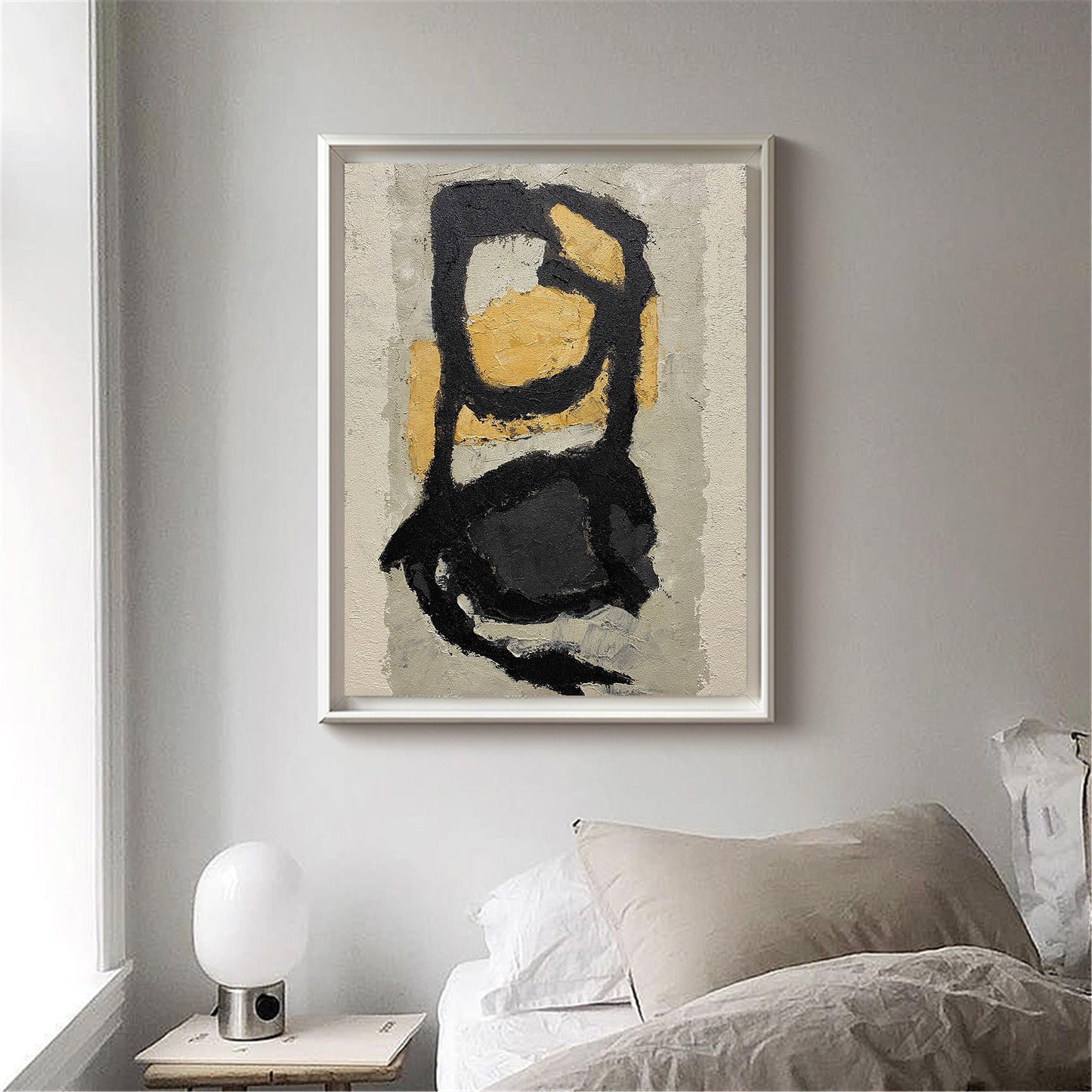 Abstract Black and Gold Oil Painting for Modern Home Decor and Art Collectors