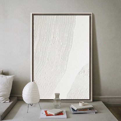 Serene White Textured Abstract Oil Painting for Modern Home Decor