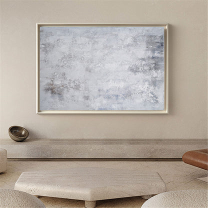 Modern Gray and White Abstract Oil Painting for Minimalist Home Decor