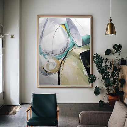 Contemporary Large Abstract Geometric Oil Painting for Modern Home Decor