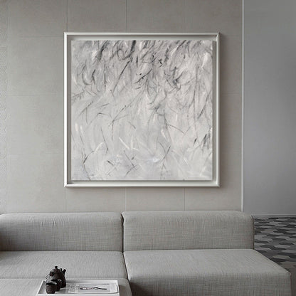 Abstract Black and White Minimalist Oil Painting for Modern Home Decor