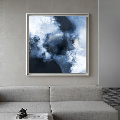 Serene Blue Abstract Oil Painting for Modern Home Décor