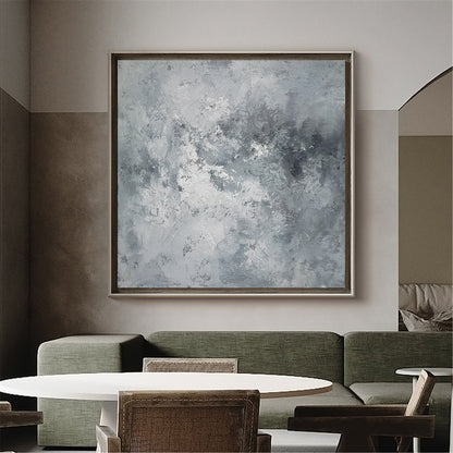 Serene Grey Green Abstract Oil Painting for Modern Art Lovers