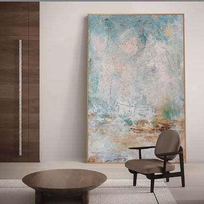 Serene Blue Abstract Oil Painting for Modern Home Decor and Art Enthusiasts