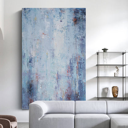 Serene Blue and White Abstract Oil Painting for Modern Home Decor