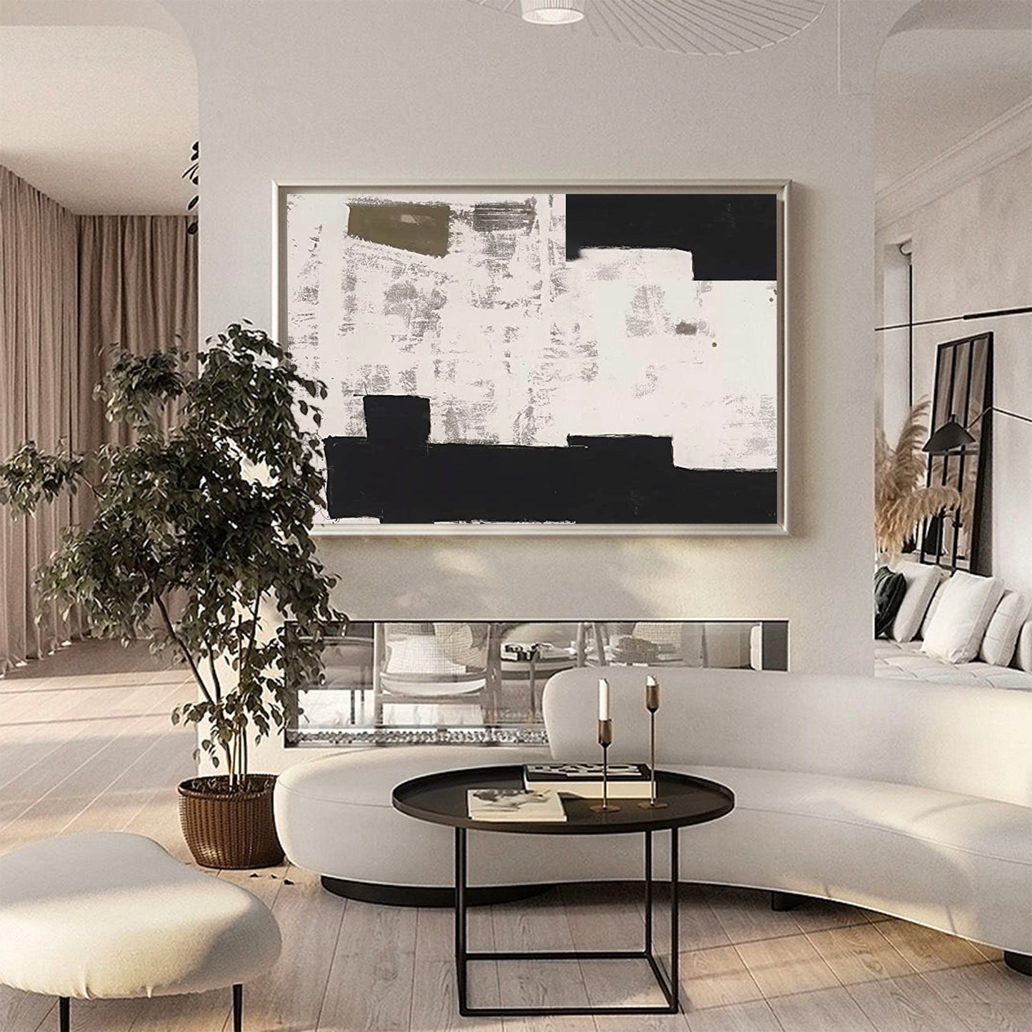 Elegant Wabi-Sabi Minimalist Oil Painting for Modern Home Decor and Art Lovers