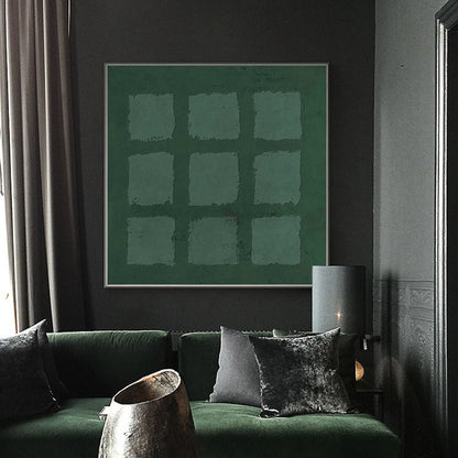 Muted Green Textured Oil Painting for Modern Minimalist Decor