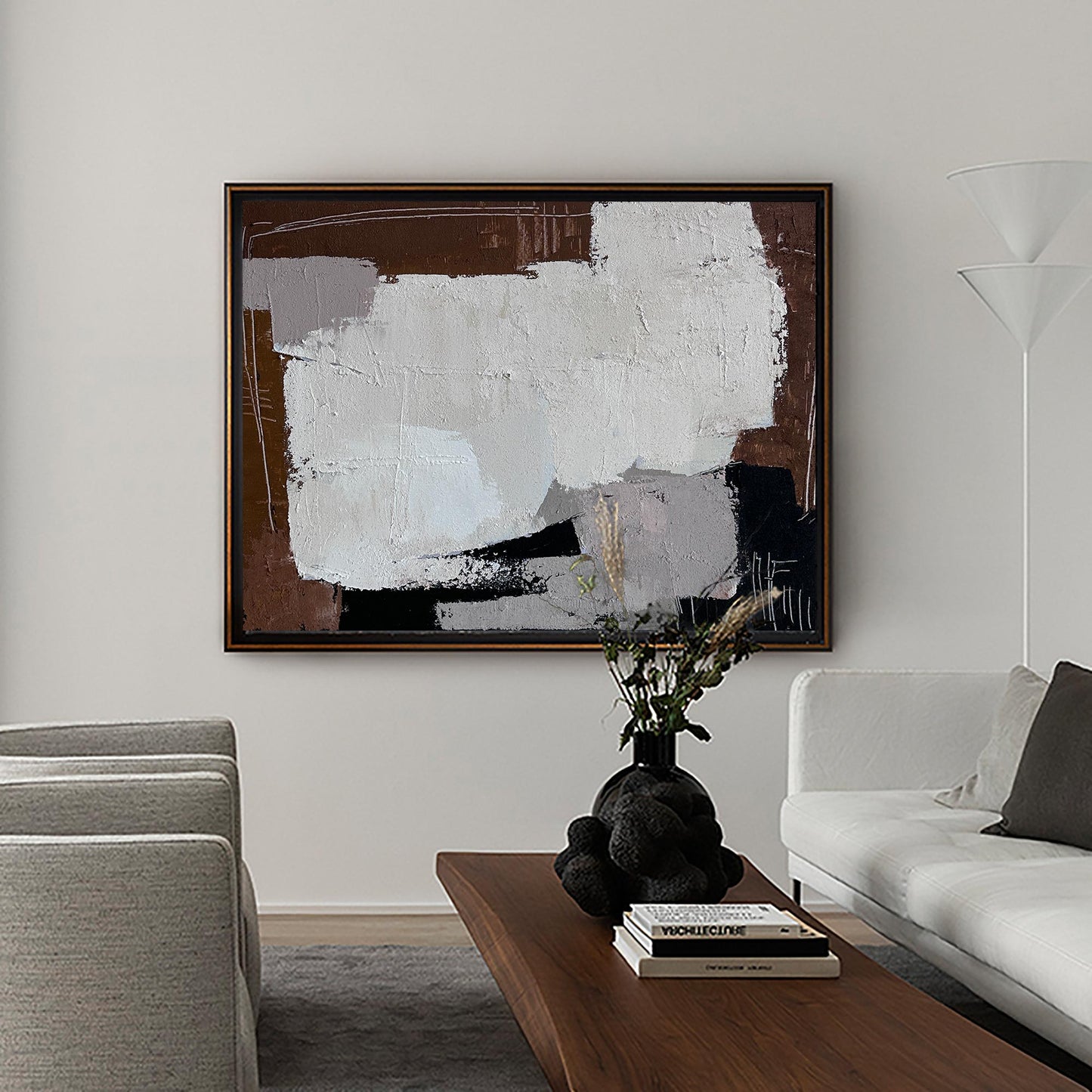 Modern Wabi-Sabi Abstract Oil Painting for Stylish Home Decor