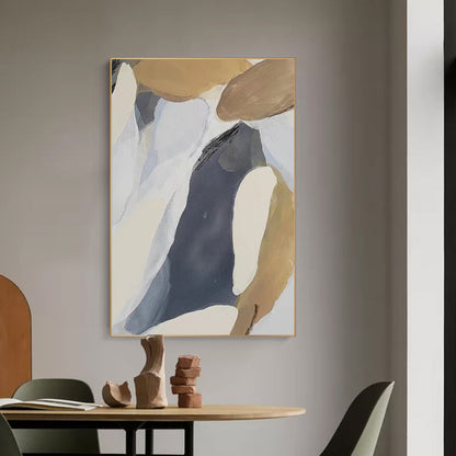 Contemporary Abstract Oil Painting with Bold Neutral Colors and Dynamic Textures
