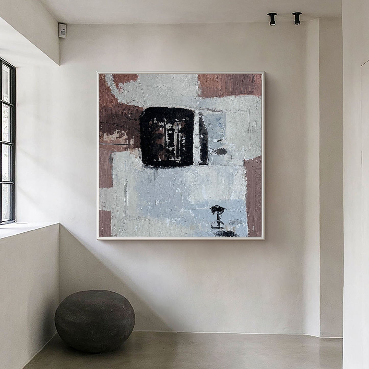 Contemporary Abstract Oil Painting with Neutral Tones for Modern Decor