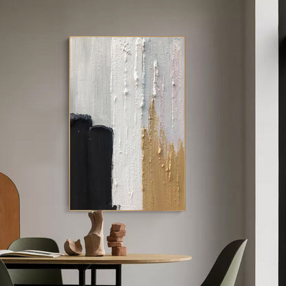 Chic Modern Abstract Oil Painting with Elegant Textures and Bold Color Contrast
